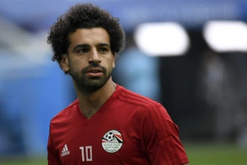 La star égyptienne Mohamed Salah à l'entraînement le 18 juin 2018 à Saint-Pétersbourg  