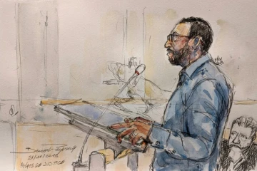 Un CRS au palais de Justice de Paris le 21 novembre 2019, jugé pour avoir lancé un pavé en direction de  "gilets jaunes" le 1er mai