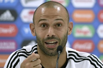 L'Argentin Javier Mascherano en conférence de presse, le 24 juin 2018 à Bronnitsy dans la région de Moscou 