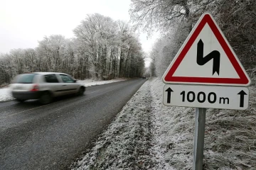 Route verglacée le 1er janvier 2017 près de Reims
