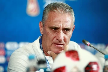 Le sélectionneurdu Brésil Tite lors de la conférence de presse de veille de match à Kazan, le 5 juillet 2018