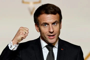 Le président  Emmanuel Macron lors d'un discours à une cérémonie de remise de prix à l'Elysée le 12 janvier 2022