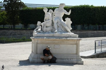 Les Jardins des Tuileries à Paris le 26 juin 2019, lors d'une canicule record
