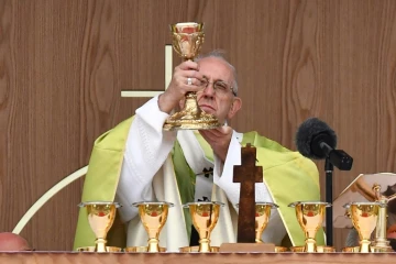 Le pape François célèbre une messe dans le parc Phoenix de Dublin le 26 août 2018