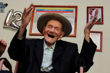 Juan Vicente Pérez Mora, alors âgé de 112 ans, chez lui à San Jose de Bolivar, au Venezuela, le 24 janvier 2022