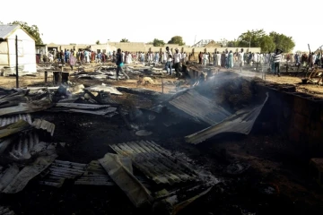 Attentat à la bombe près d'un camp pour déplacés, le 22 mars 2017 à Maiduguri, dans le nord du Nigeria
