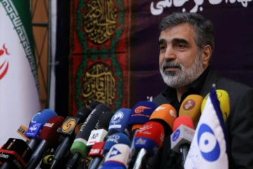 Photo fournie par l'Organisation iranienne de l'énergie atomique (OIEA) montrant son porte-parole Behrouz Kamalvandi annoncer le 7 septembre 2019 devant la presse à Téhéran de nouvelles mesures dans le cadre d'une réduction des engagements de l'Iran en matière de nucléaire
