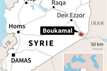 Carte de Syrie localisant Boukamal, ultime bastion de l'EI conquis par l'armée syrienne jeudi et partiellement repris par l'EI vendredi