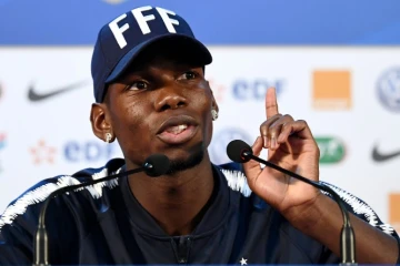 Le milieu de terrain français Paul Pogba en conférence de presse, le 24 juin 2018 à Moscou