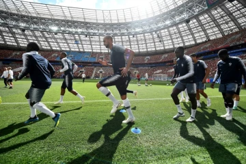 Les joueurs de l'équipe de France à l'entraînement au stade Loujniki, le 25 juin 2018, en vue du match contre le Danemark