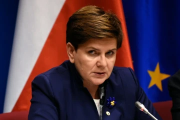 La Première ministre polonaise Beata Szydlo lors d'une conférence de presse à Bruxelles, le 18 décembre 2015