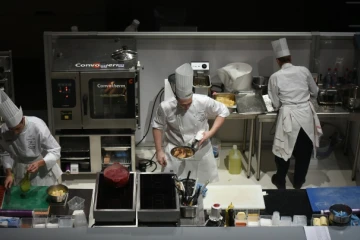 Le chef français David Tranchaud lors de la compétition des Bocuse d'Or, le 21 septembre 2015 à Paris