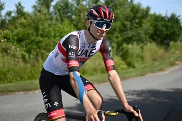 Le Slovène Tadej Pogacar prépare le Tour de France sur les routes danoises à Koge, le 29 juin 2022, à deux jours du grand départ