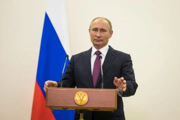 Le président russe Vladimir Poutine lors d'une allocution à Berlin, le 20 octobre 2016