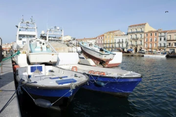 Des bateaux de pêche dans le port de S7te, dans le sud-est de la France, le 2 février 2010
