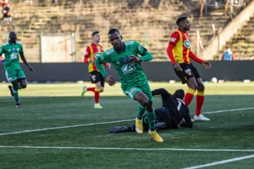 La joie de Pape Meissa Ba, auteur du premier but du Red Star contre Lens en Coupe de France, le 6 mars 2021 au Stade Bauer à Saint-Ouen