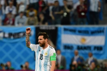 L'attaquant argentin Lionel Messi buteur lors du match face au Nigeria le 26 juin 2018 à Saint-Pétersbourg au Mondial 