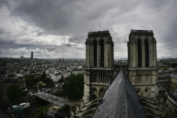 La cathédrale Notre-Dame de Paris, endommagée par la pollution de l'air et les pluies acides, le 28 juin 2017