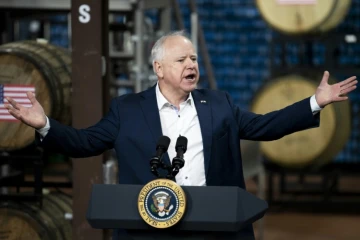 Tim Walz, dans le Wisconsin, le 25 janvier  2024
