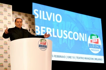 Silvio Berlusconi, patron de Forza Italia, lors d'un meeting de campagne, le 25 février 2018 à Milan