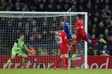 L'attaquant de Leicester Jamie Vardy inscrit unh but contre Liverpool au King Power Stadium, le 27 février 2017