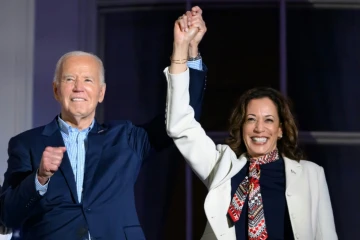 Le président américain  Joe Biden et la vice-présidente Kamala Harris le 4 juillet 2024 à la Maison Blanche