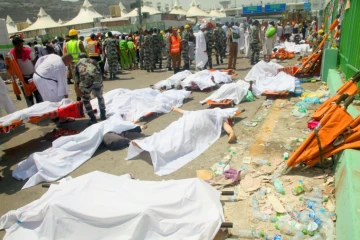 Des corps de victimes de la bousculade de La Mecque, le 24 septembre 2015 en Arabie saoudite