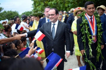 François Hollande lors d'une visite à Opoa, en Polynésie française, le 22 février 2016 