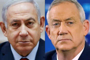 Montage photo du Premier ministre israélien Benjamin Netanyahu (à gauche, à Jérusalem le 9 décembre 2018) et de son adversaire Benny Gantz, ancien chef de l'armée (à droite, le 1er avril 2019 à Tel Aviv)