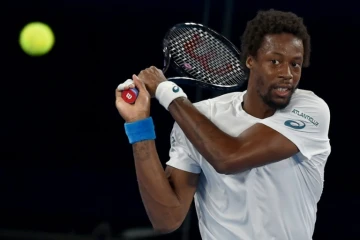 Le Français Gaël Monfils à l'entraînement, le 13 janvier 2017 à Melbourne