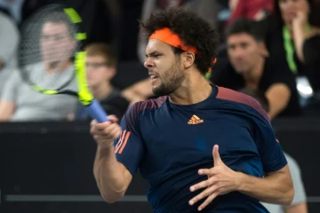 Jo-Wilfried Tsonga face à l'Australien Nick Kyrgios en demi-finales du tournoi de Marseille, le 25 février 2017
