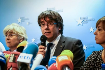 Le président catalan destitué Carles Puigdemont, lors d'une conférence de presse à Bruxelles, le 31 octobre 2017