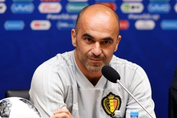 Le sélectionneur de la Belgique Roberto Martinez en conférence de presse, le 27 juin 2018 à Kaliningrad