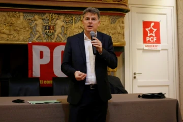 Le secrétaire national du PCF Fabien Roussel lors d'un rassemblement à Cherbourg-Cottleville, le 8 février 2019 