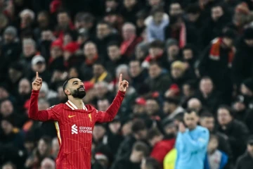 Mohamed Salah, buteur pour Liverpool face à Lille, en Ligue des champions, le 21 janvier 2025 à Anfield