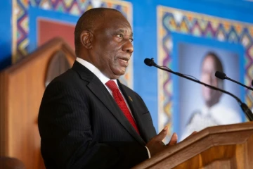 Le président sud-africain au obsèques du roi des Zoulous, le 18 mars 2021