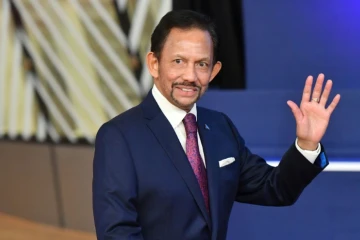 Le sultan de Brunei Hassanal Bolkiah, lors d'une conférence à Bruxelles le 18 octobre 2018