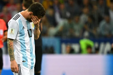 La déception de l'attaquant vedette de l'équipe d'Argentine Lionel Messi lors du match contre la Croatie au Mondial, le 21 juin 2018 à Nijni Novgorod 