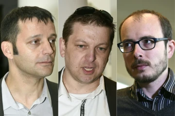 Montage en date du 26 avril 2016 de portraits d'archives de Edouard Perrin, Raphael Halet et Antoine Deltour 