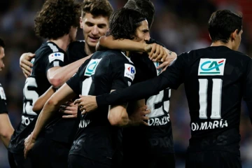Les joueurs du PSG, à Caen, le 18 avril 2018