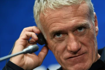 Le sélectionneur des Bleus  Didier Deschamps lors d'une conférence de presse de veille de match au stade Loujniki de Moscou, le 25 juin 2018