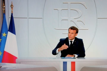 Le président Emmanuel Macron lors d'une interview télévisée depuis l'Elysée sur la situation de l'épidémie de coronavirus en France, le 14 octobre 2020 à Paris