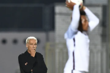 Le sélectionneur de l'équipe de France Espoirs Pierre Mankowski, le 2 septembre à Kiev lors du match face à l'Ukraine