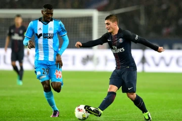 Marco Verratti, le 23 octobre 2016 lors du classico au Parc des Princes face au Marseillais André-Frank Zambo Anguissa 