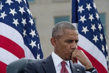 Le président américain Barack Obama lors d'une cérémonie de commémoration du quinzième anniversaire des attentats du 11 septembre 2001, au Pentagone