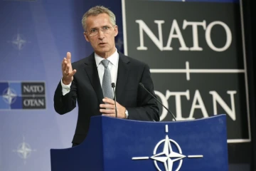 Le secrétaire général de l'Otan Jens Stoltenberg s'adresse à la presse le 8 octobre 2015 à Bruxelles 