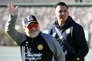 L'entraîneur argentin de l'équipe mexicaine de 2e division Dorados de Sinaloa, Diego Armando Maradona, au stade Universitario Alberto "Chivo" Cordova, à Toluca, au Mexique, le 26 janvier 2019