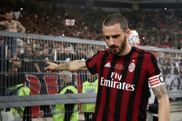 Le capitaine de l'AC Milan, Leonardo Bonucci lors de la finale perdue de la Coupe d'Italie, face à la Juventus, le 9 mai 2018 à Rome