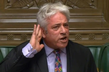 Le président de la Chambre des communes britannique, John Bercow, sur une capture d'écran de la retransmission de la séance du 21 octobre 2019 par la chaîne parlementaire