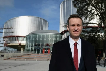 L'opposant russe Alexeï Navalny devant la Cour européenne des droits de l'Homme, le 24 janvier 2018 à Strasbourg